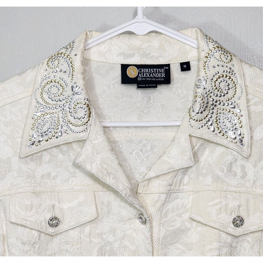 Christine Alexander White Jean Jacket with Silver Accents Rodeo Vintage Cool
